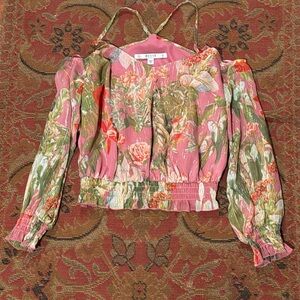 Floral Pink Guess Women's Long sleeve off the shoulder